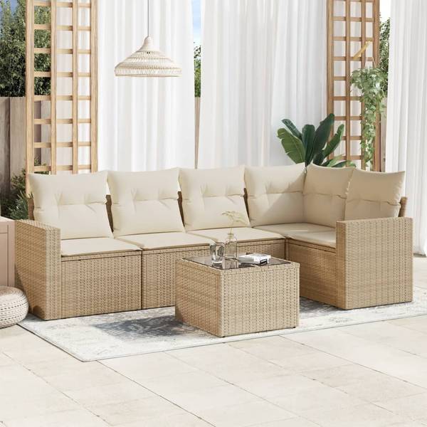 Loungeset 3034313-1 set van 6 beige - crèmekleurig - wit