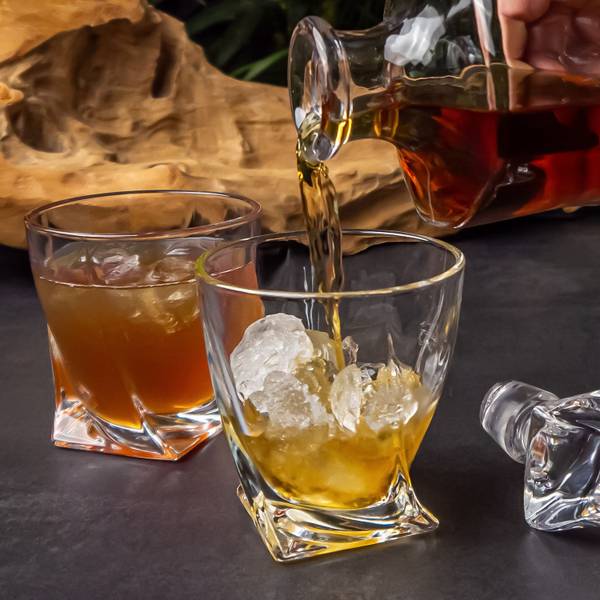 2x Whisky Glas Whiskey Kristallglas Glas - 19 x 19 x 32 cm