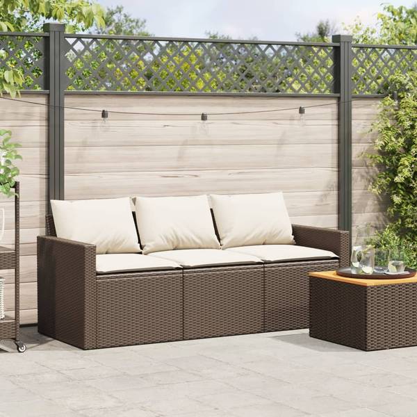 Canapé de jardin 3044725 Marron - Blanc - Acier - 177 x 68 x 70 cm