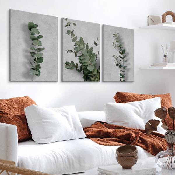 Afbeeldingen EUCALYPTUS Blad Set Van 3 grijs - groen - linnen - 90 x 40 x 40 cm