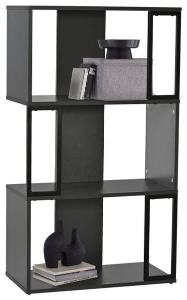 Regal MARBELLA Schwarz - Holzwerkstoff - Metall - 60 x 106 x 30 cm