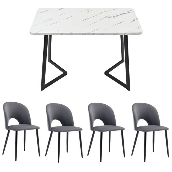 Esszimmer Set BB1755 5tlg Schwarz - Grau