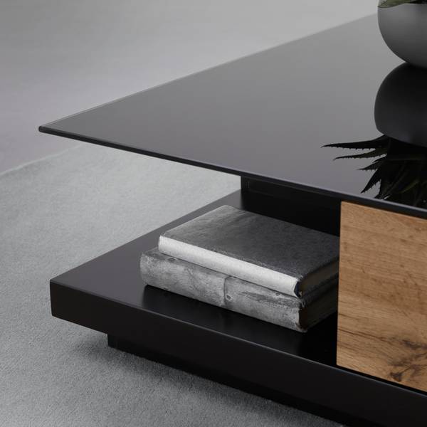 Couchtisch NEVIO Schwarz - Braun - Glas - 85 x 30 x 85 cm