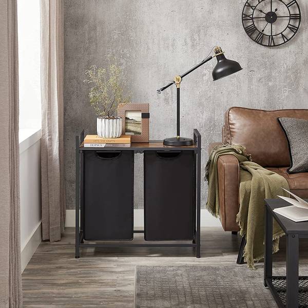 Wäschekorb mit ausziehbaren Wäschesäcken Braun - Holzwerkstoff - 33 x 72 x 73 cm