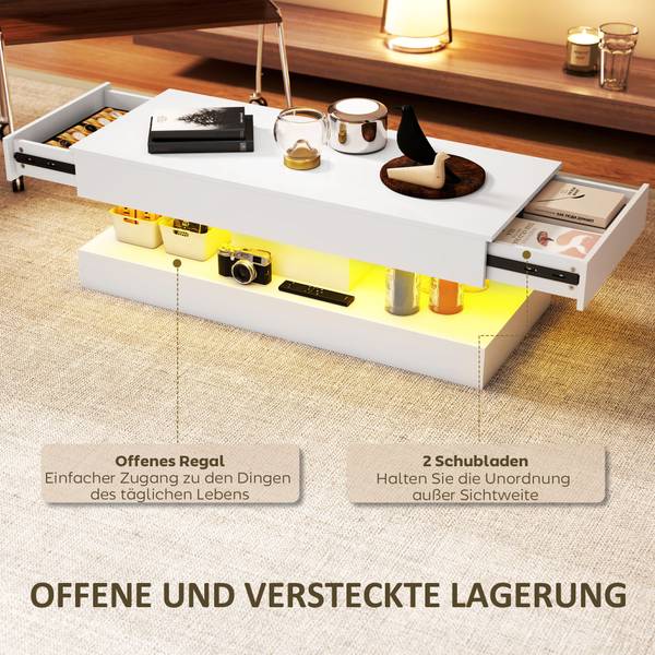 Couchtisch 83B-331V90WT Weiß - Holzwerkstoff - 50 x 42 x 120 cm