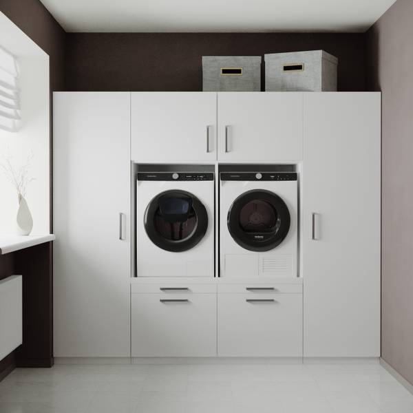 Armoire pour machine à laver Dublin Blanc - Bois manufacturé - 253 x 211 x 70 cm