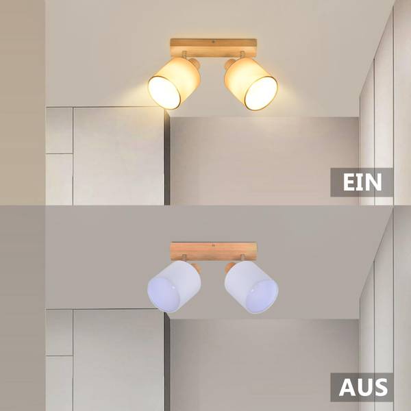 Deckenstrahler SALSW Braun - Weiß - 16 x 13 x 28 cm - Naturfaser - Textil - Durchmesser Lampenschirm: 11 cm