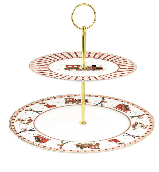 Doppelter Tellerständer Polar Express Weiß - Porzellan - 19 x 40 x 27 cm