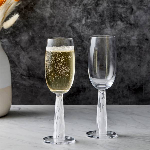 Champagnerflöte Björn 2er-Set Weiß - Glas - 12 x 22 x 6 cm