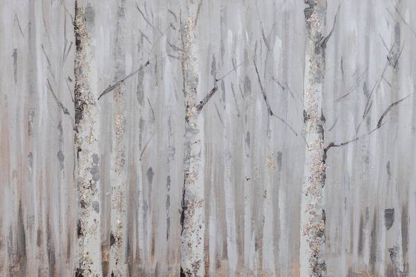 Acrylbild Handgemalt Wald & Bäume Oz Braun - Weiß - Baumwollstoff - 90 x 60 x 4 cm
