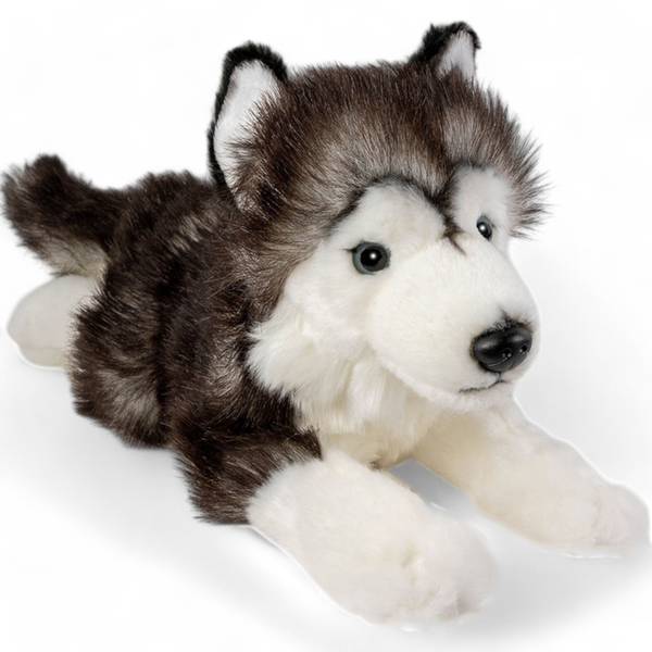 Kuscheltier Husky Schwarz - Kunstfell - 13 x 15 x 32 cm