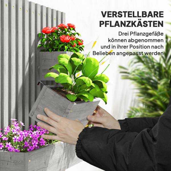 Hochbeet 845-796V00GY Grau - Massivholz - 16 x 80 x 60 cm