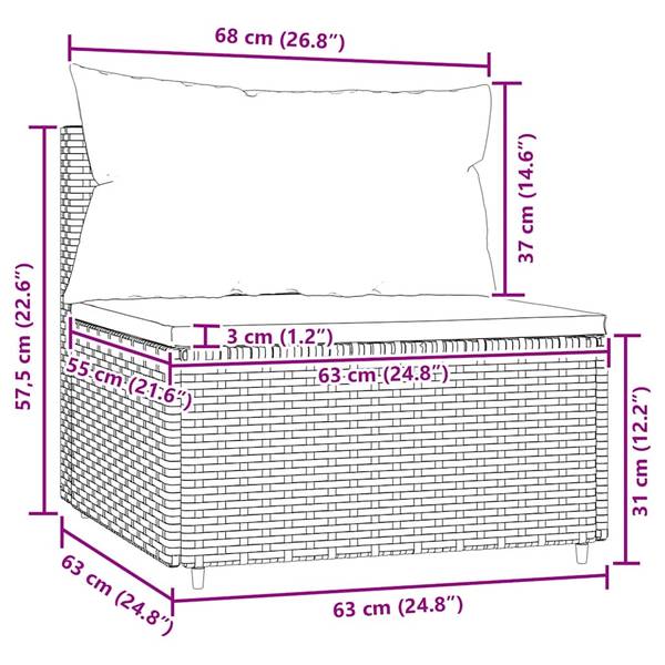 Canapé central 3029630-1 Marron - Vert