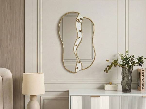Wandspiegel TAWLEY Gold - Weiß - Metall - 45 x 76 x 3 cm