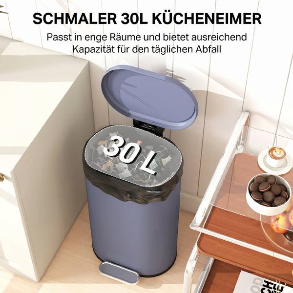 Mülleimer 851-060V00GY Grau - Metall - 31 x 61 x 37 cm