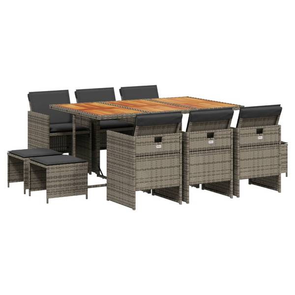 Garten Essgruppe 3033271-7 (11-teilig) Grau - Akazie - Stahl - 106 x 73 x 165 cm