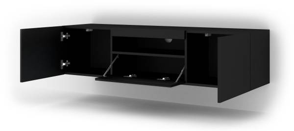 Fernsehtisch AURA 150x37x42 KEINE LED Esche Schwarz Dekor - Schwarz