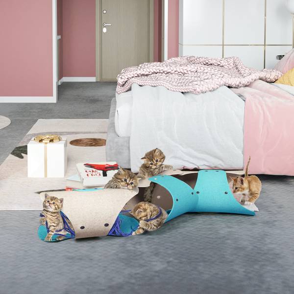 Katzentunnel UL Blau - Polyester - 49 x 2 x 45 cm
