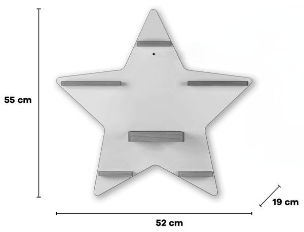 Wandregal Stern Grau - Holzwerkstoff - 52 x 55 x 19 cm