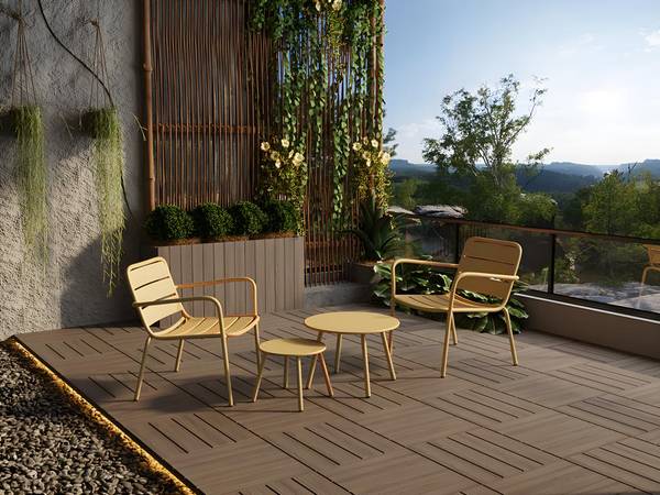 Gartenbeistelltisch MIRMANDE 2er-Set Gelb - Metall - 60 x 34 x 60 cm