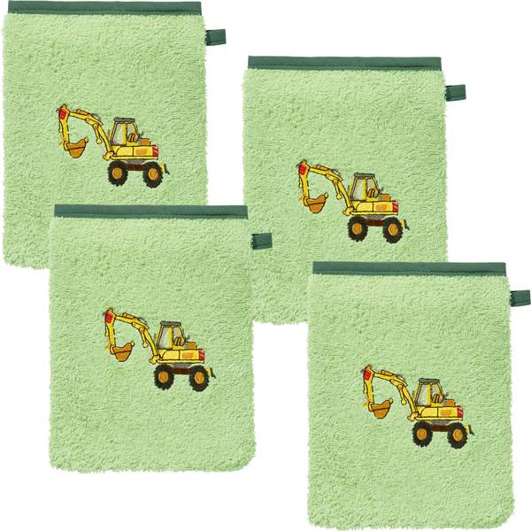 Kinder-Waschhandschuh 4er-Pack 128422 Grün - Textil - 15 x 1 x 21 cm