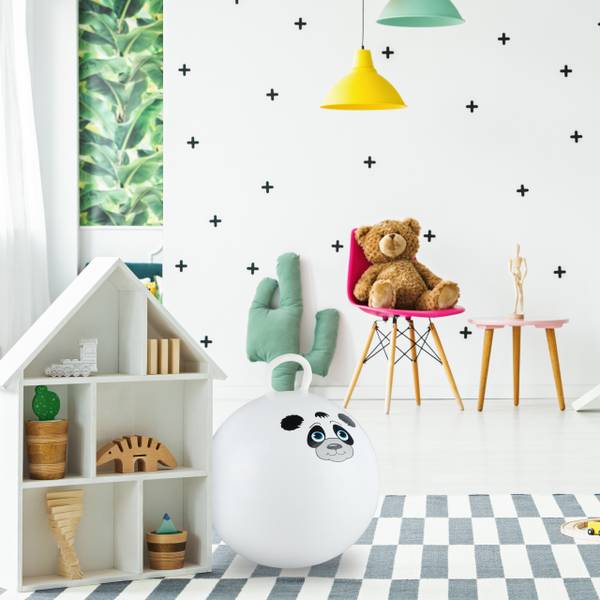 Ballon sauteur  enfants motif animal Blanc - PVC - 45 x 55 x 45 cm