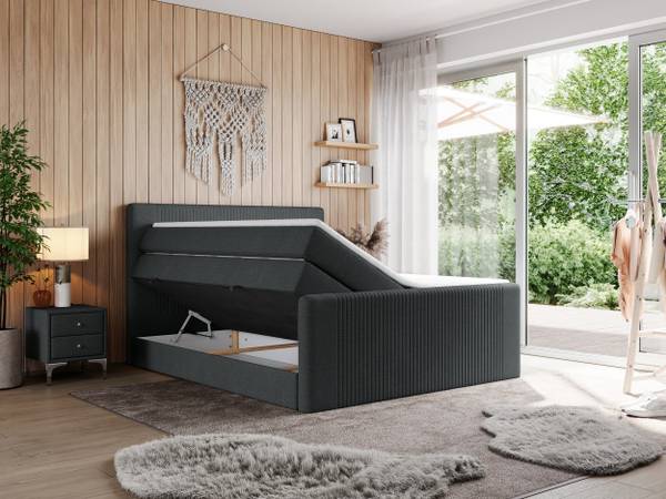 Boxspringbett KING DOREN Graphit - Breite: 160 cm - H4