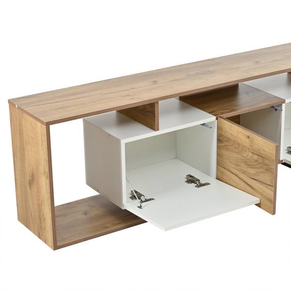 TV-Schrank Eos Ⅶ Braun - Weiß - Holzwerkstoff - 30 x 49 x 180 cm