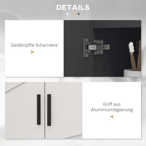Badezimmerschrank 834-619V90LG Grau - Holzwerkstoff - 30 x 60 x 60 cm
