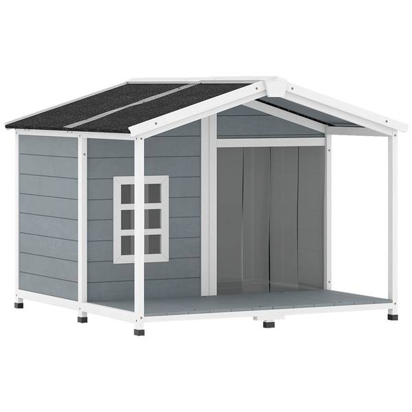 Hundehütte D02-251V00GY Grau - Massivholz - 103 x 84 x 107 cm