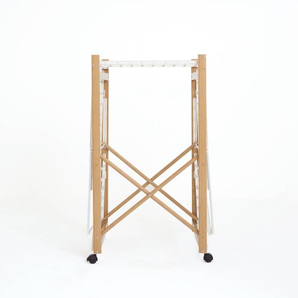Wäscheständer mit Rollen USHUAIA weiß 28 Braun - Aluminium - 60 x 105 x 178 cm