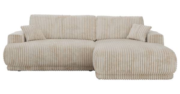 Ecksofa RINA L Beige - Ecke davorstehend rechts - Schlaffunktion davorstehend rechts - Cord - Polyester