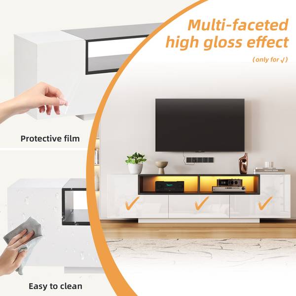 Meuble TV Ourea Ⅰ Blanc - Bois manufacturé - 40 x 48 x 180 cm