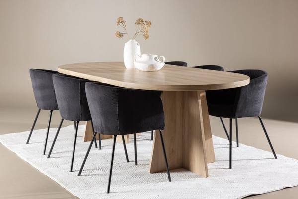 Essgruppe Bootcut mit Berit (7-teilig) Braun - Cord - Polyester - 230 x 76 x 115 cm
