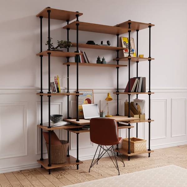 Schreibtisch  64745 Braun - Metall - 151 x 185 x 53 cm