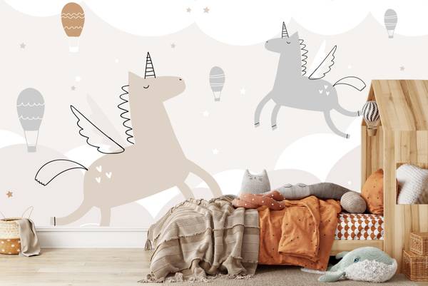 Vlies-Fotobehang EENHOORNIGE Ballonnen 400 x 280 x 280 cm