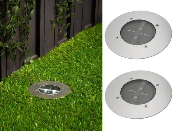 2x LED Bodeneinbaustrahler außen IP67 Silber - Edelstahl - 14 x 5 x 14 cm