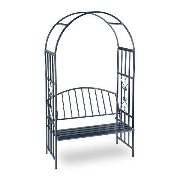 Rozenboog met bank grijs - ijzer - 115 x 205 x 50 cm