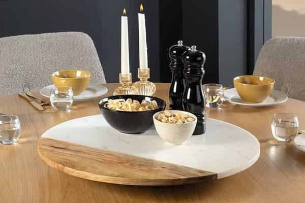 Drehteller SERVANT Braun - Weiß - Mango - Marmor - 50 x 6 x 50 cm