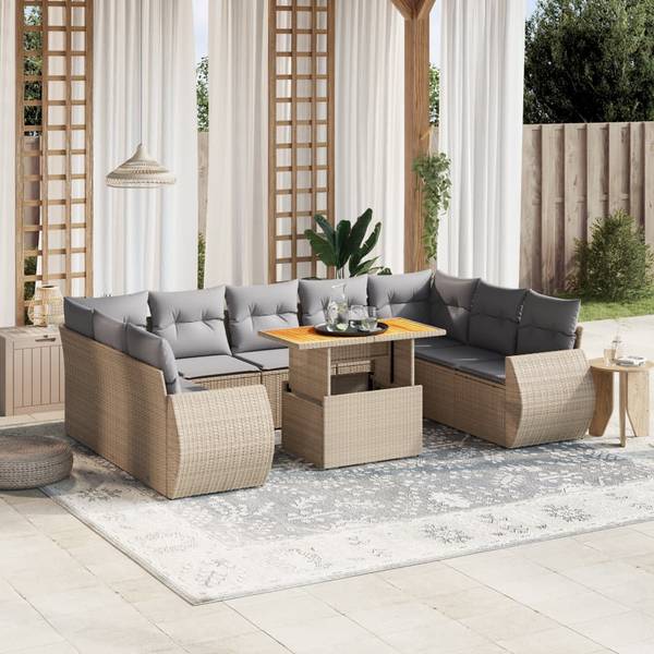 Salon de jardin 3037162-1 (lot de 10) Beige - Gris - Acier - 62 x 69 x 62 cm