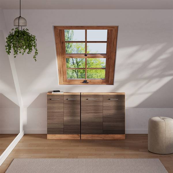 Meuble de rangement sous pente Rion56160 Imitation chêne - Gris platine - Largeur : 80 cm