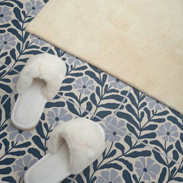 Vinylfliese BlumePflanz 20er-Set Blau - Vinyl - 20 x 20 x 1 cm