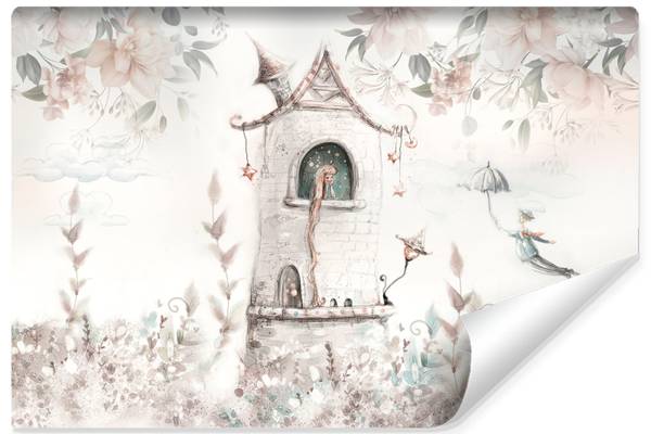 Papier Peint PRINCESSE Dans la Tour Rose vieilli - 135 x 90 x 90 cm