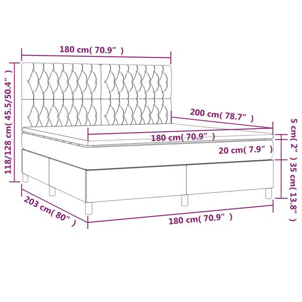 Boxspring 3017294-19 donkergrijs - 180 x 203 cm