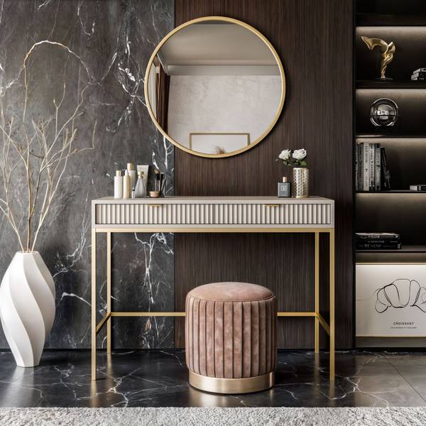 CORTADO GOLD Konsole T104 Beige - Gold - Holzwerkstoff - 104 x 78 x 50 cm
