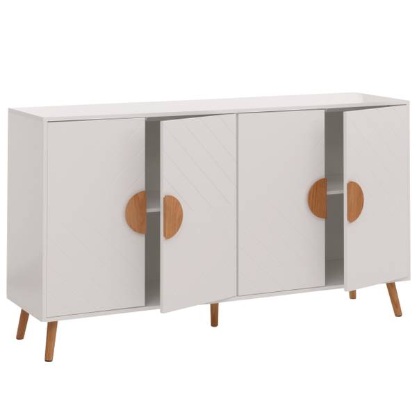 Sideboard N89 Weiß - Holzwerkstoff - Holz teilmassiv - 150 x 88 x 40 cm