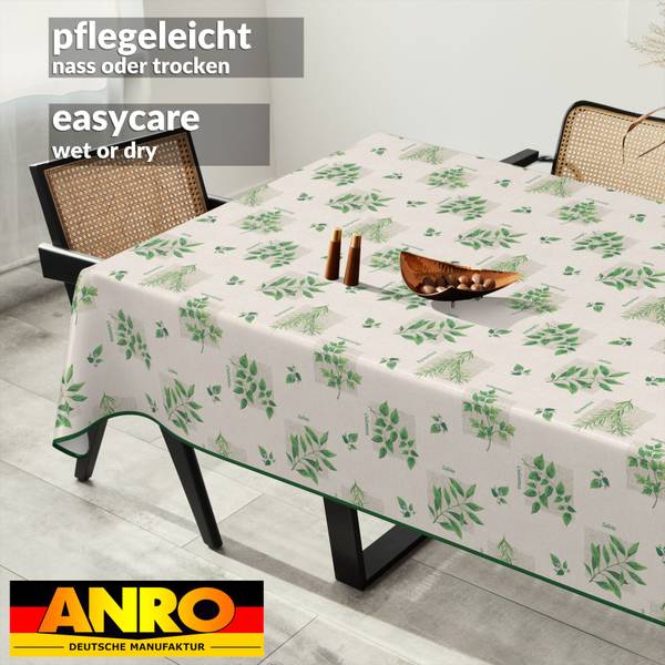 Wachstuchtischdecke Kräuter mit SAUM Tiefe: 100 cm
