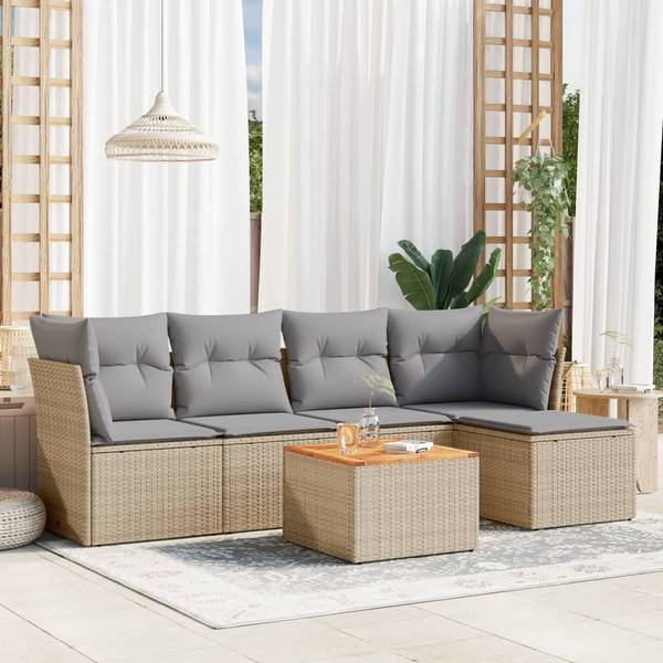 Garten Sofagarnitur 3034596 (6-teilig) Beige - Grau - Hellgrau