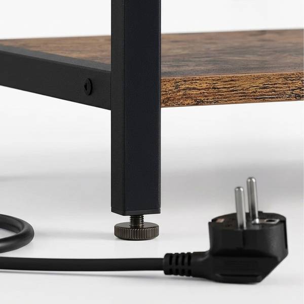Table d'appoint avec prise Noir - Marron