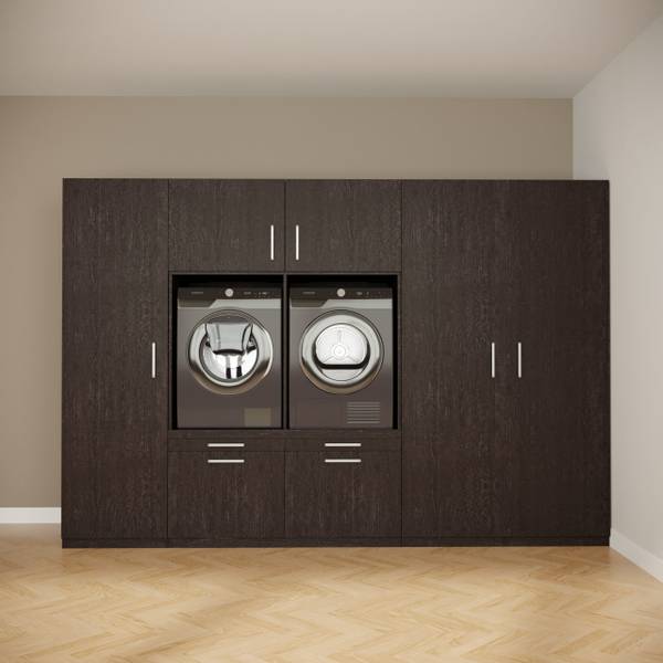 Waschmaschinenschrank Johannesburg Schwarz - Holzwerkstoff - 313 x 211 x 70 cm